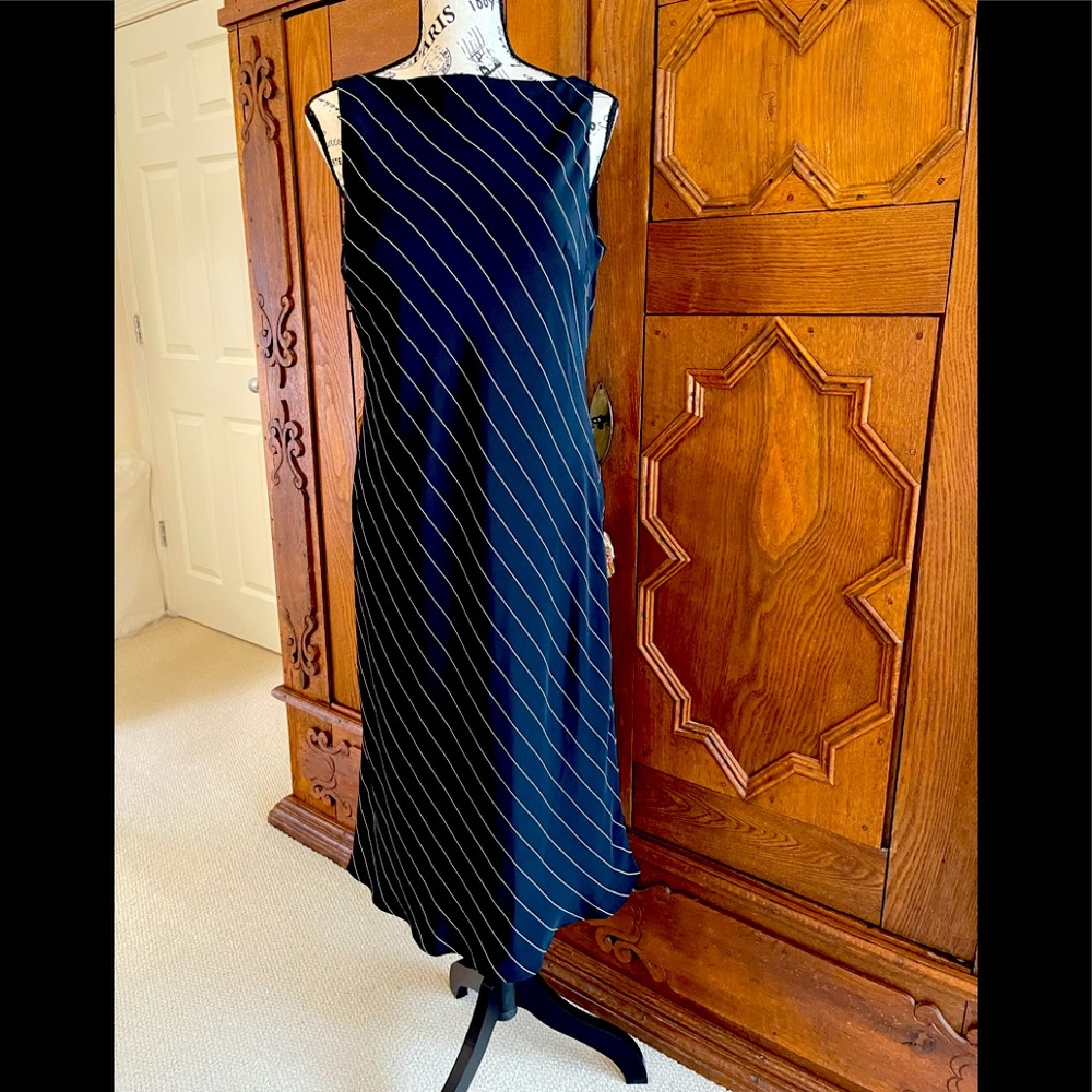 Ralph Lauren black and cream silk bias cut dress.